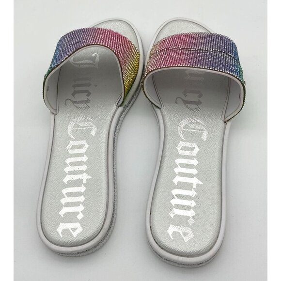 Juicy Couture Yippy Rainbow Rhinestones Glitter Pool Slides Ladies 11 - Picture 4 of 9